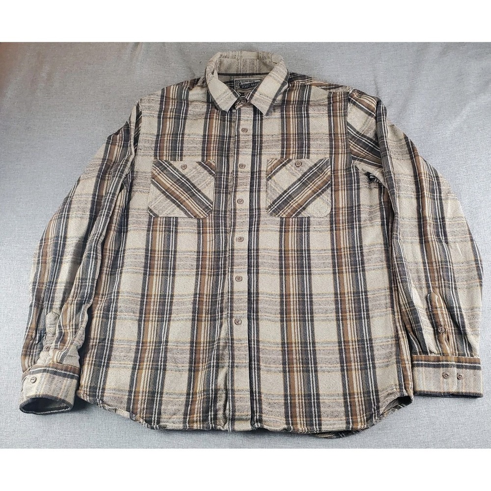 Schott Shirt Mens Extra Large Plaid Cotton Heavyweight Pockets Shaket